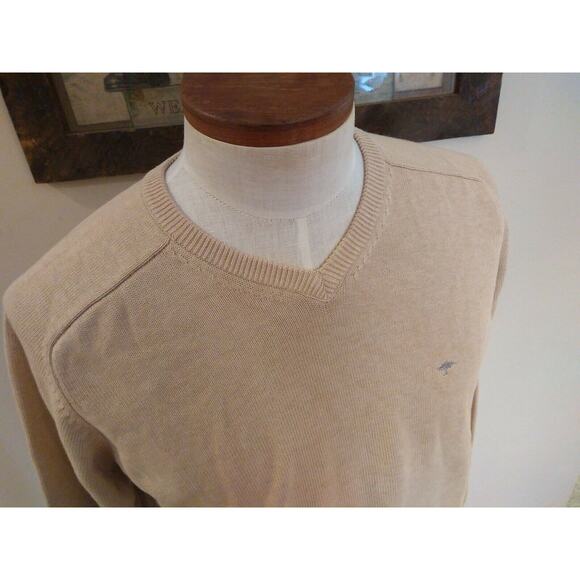 FYNCH-HATTON SUPERSOFT COTTON Men's L V Neck Tan Sweater Jumper - Picture 2 of 12
